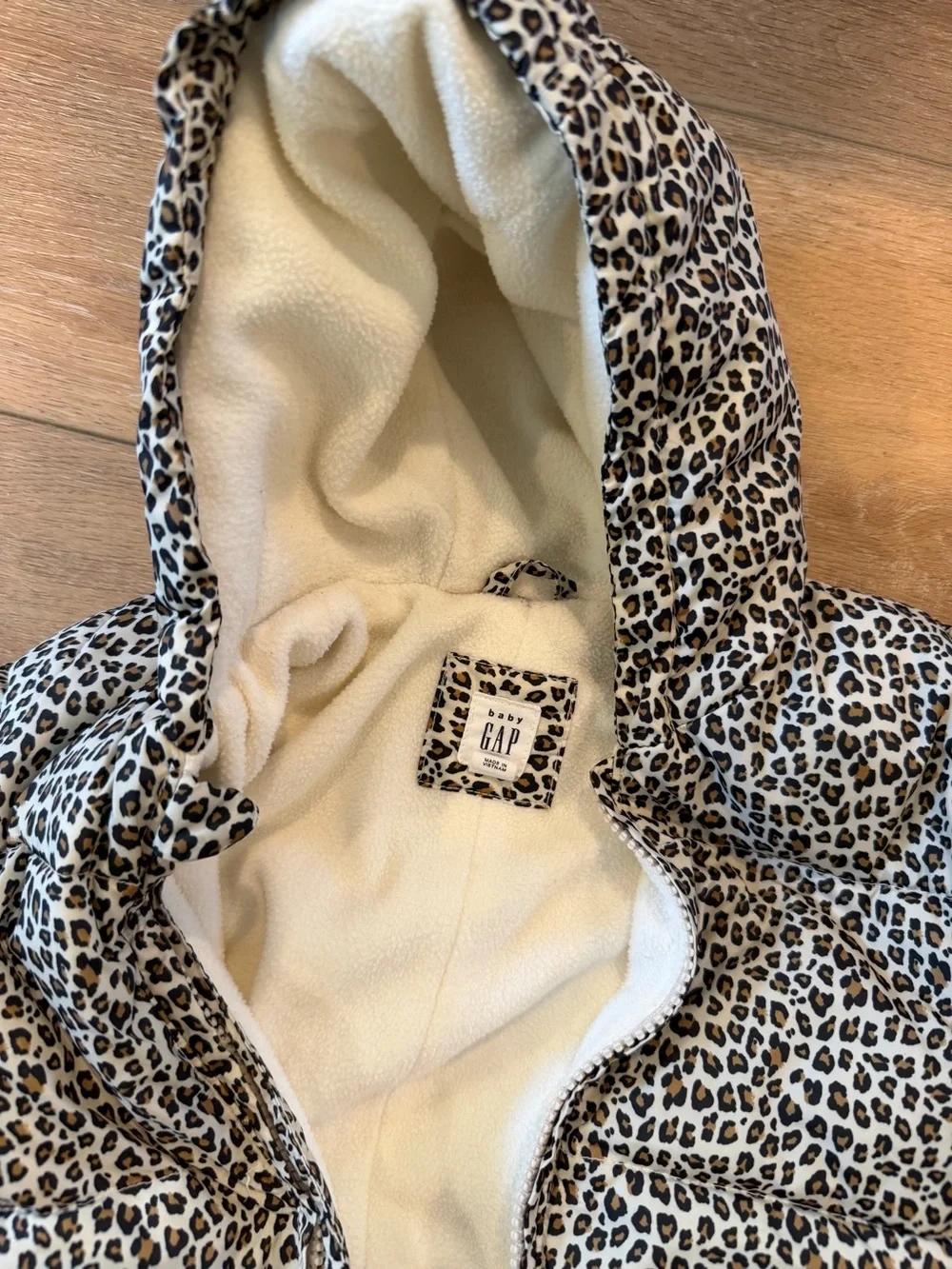 GAP Leopard Print Puffer One-Piece - Cream and Black